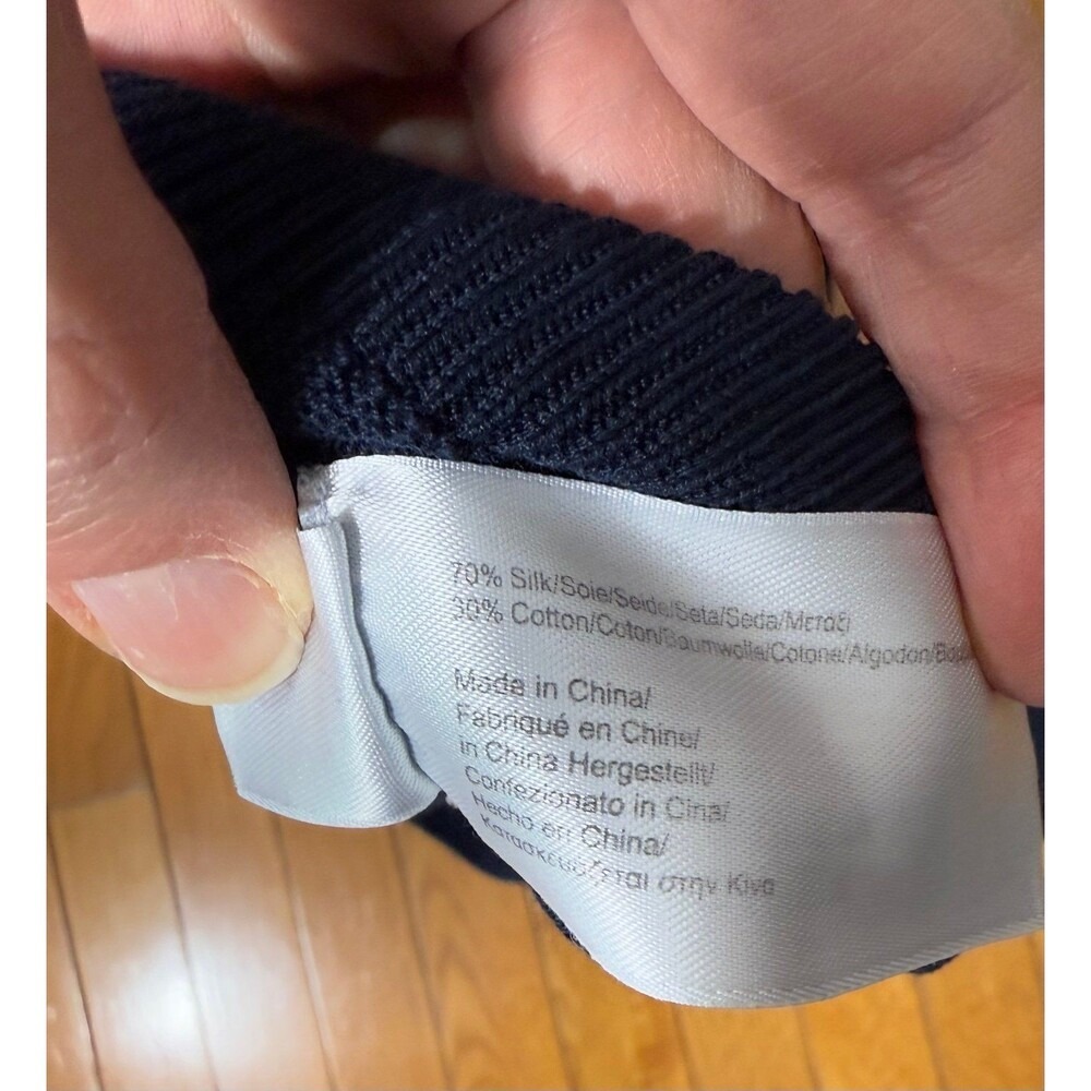 Brooks‎ Brothers 346 Men's V Neck Sweater XL Navy Silk Cotton Blend - Picture 5 of 6